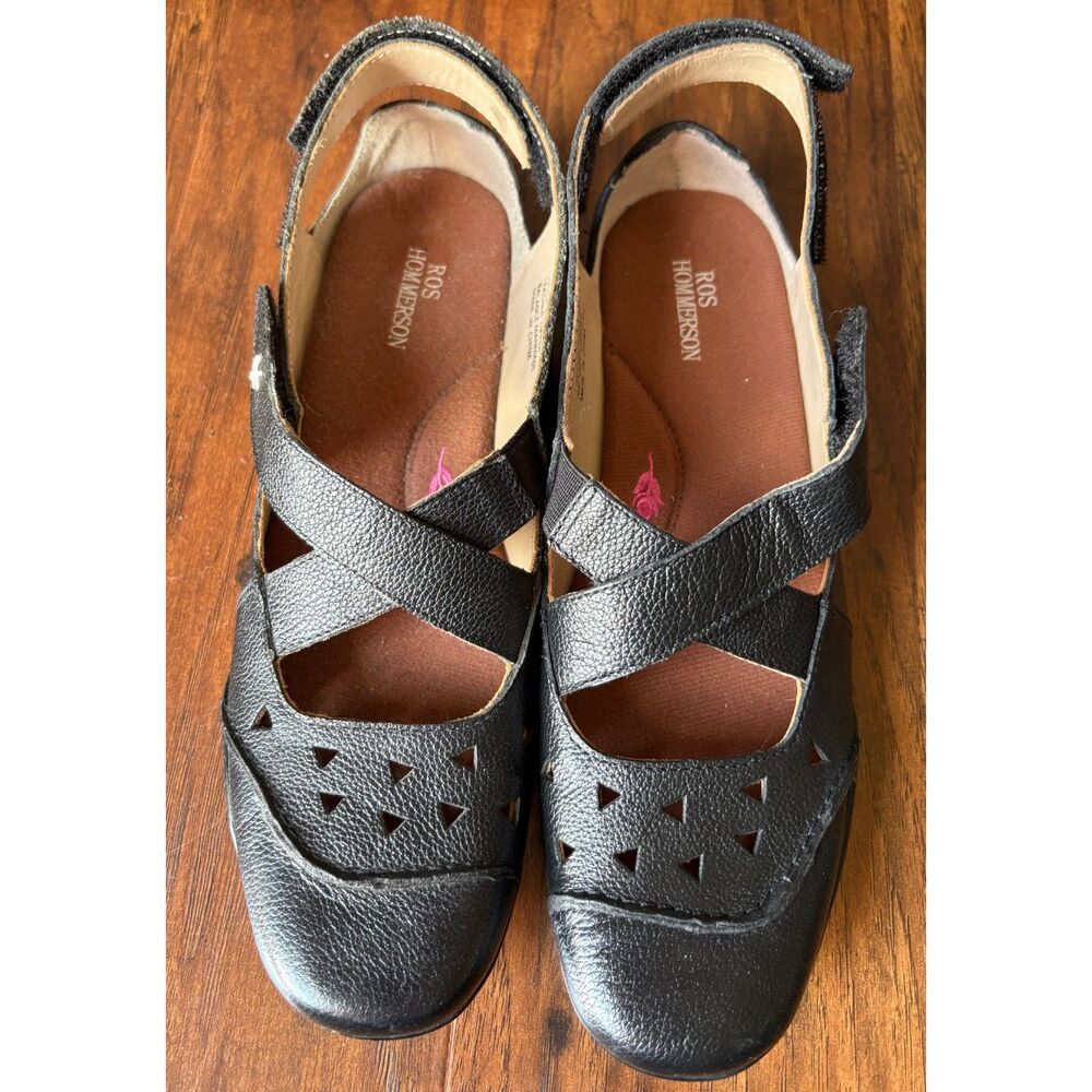 Ros Hommerson Carrie Leather Women's Strappy Flats Size 6.5S